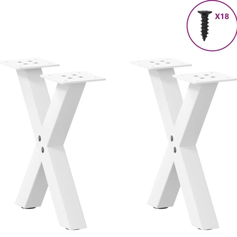 Accessoires Pour Tables-vidaXL Pieds de table basse en forme de X, 2 pièces, , 30 x (30-31) cm, acier Blanc