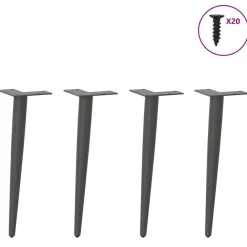 vidaXL Pieds de table basse coniques 4 pièces 30-31 cm Acier