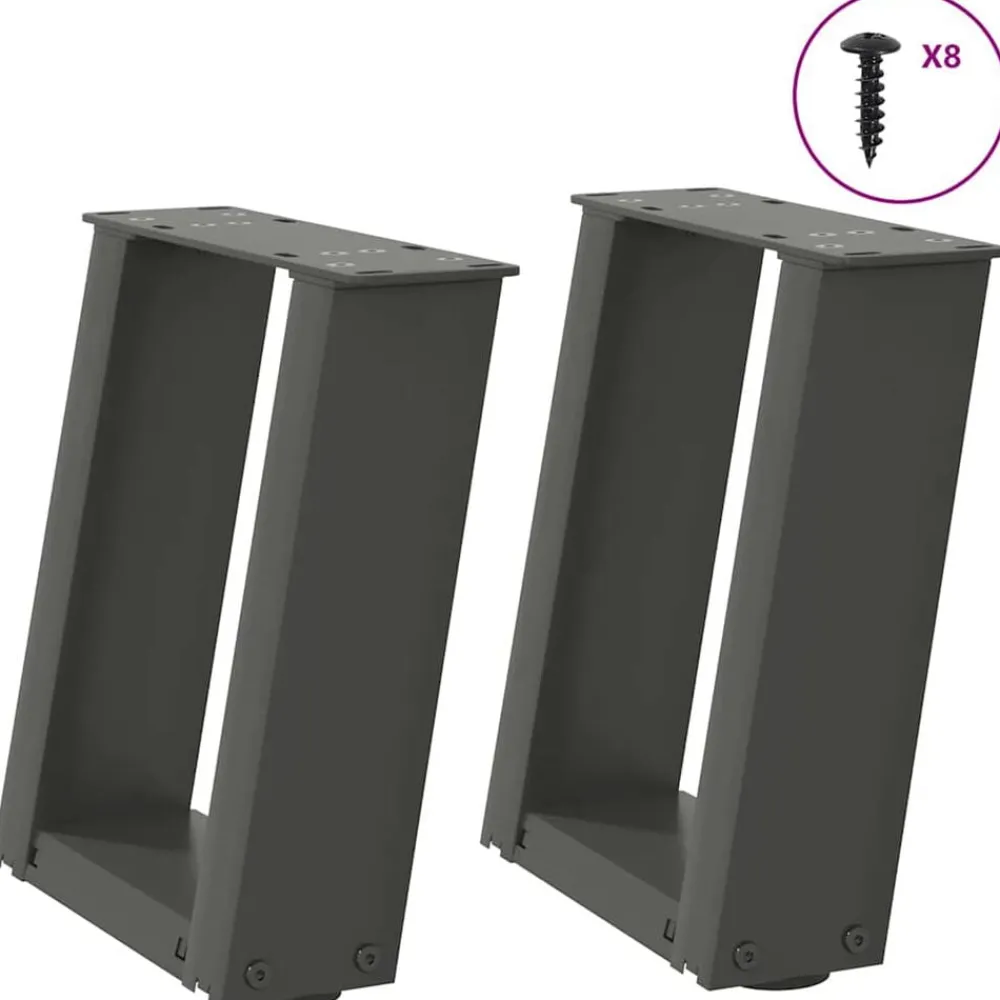 vidaXL Pieds de table basse en U 2 pièces 30 x (30-31) cm Acier