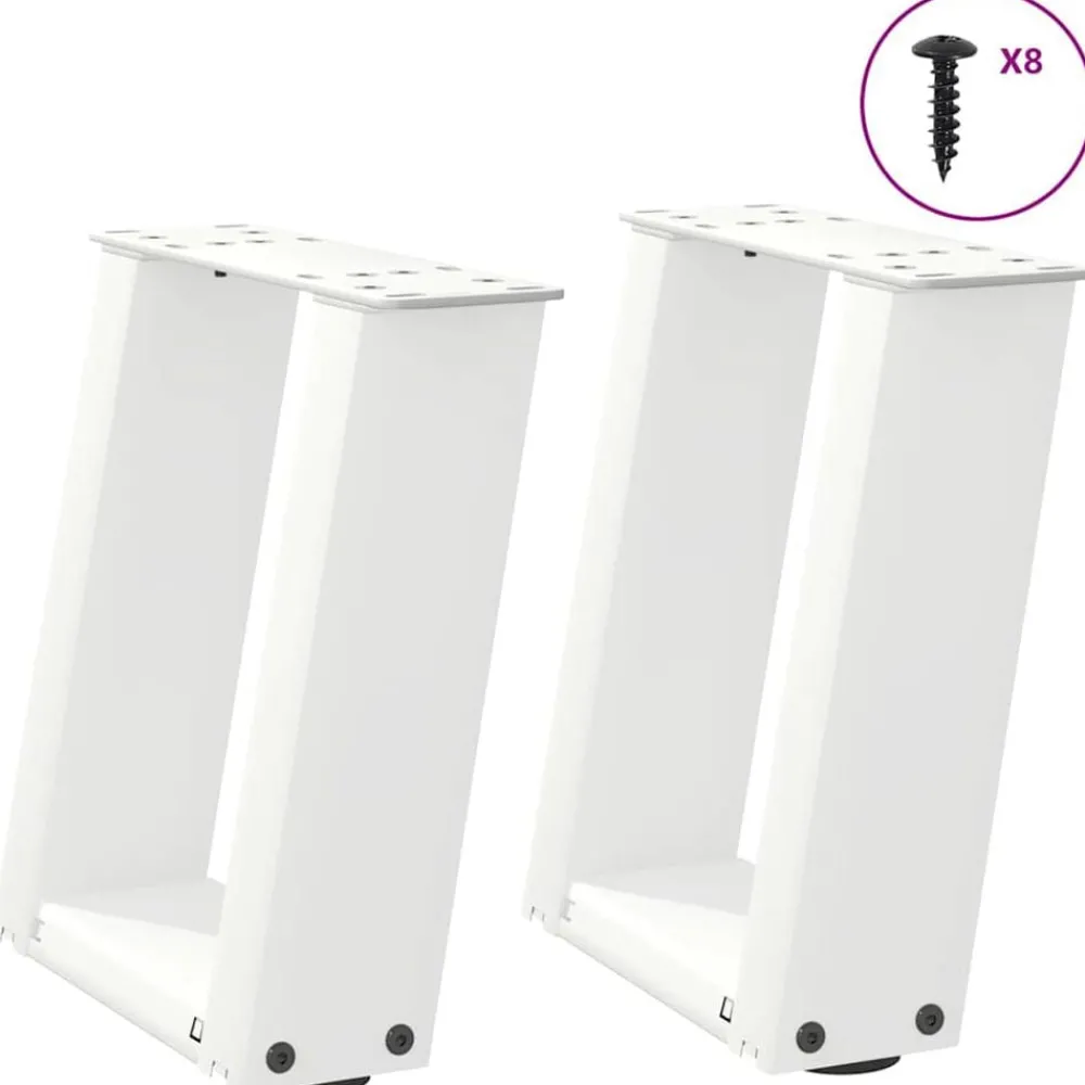 Accessoires Pour Tables-vidaXL Pieds de table basse en U 2 pièces 30 x (30-31) cm Acier Blanc