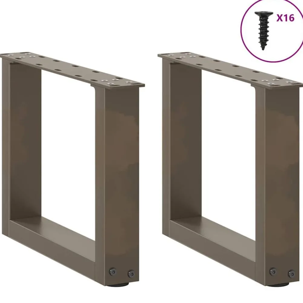 Accessoires Pour Tables-vidaXL Pieds de table basse en U 2 pièces Acier 30 x (30-31) cm Acier Naturel