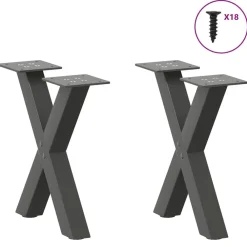 Accessoires Pour Tables-vidaXL Pieds de table basse en forme de X, 2 pièces, , 37 x (30-31) cm, acier Anthracite