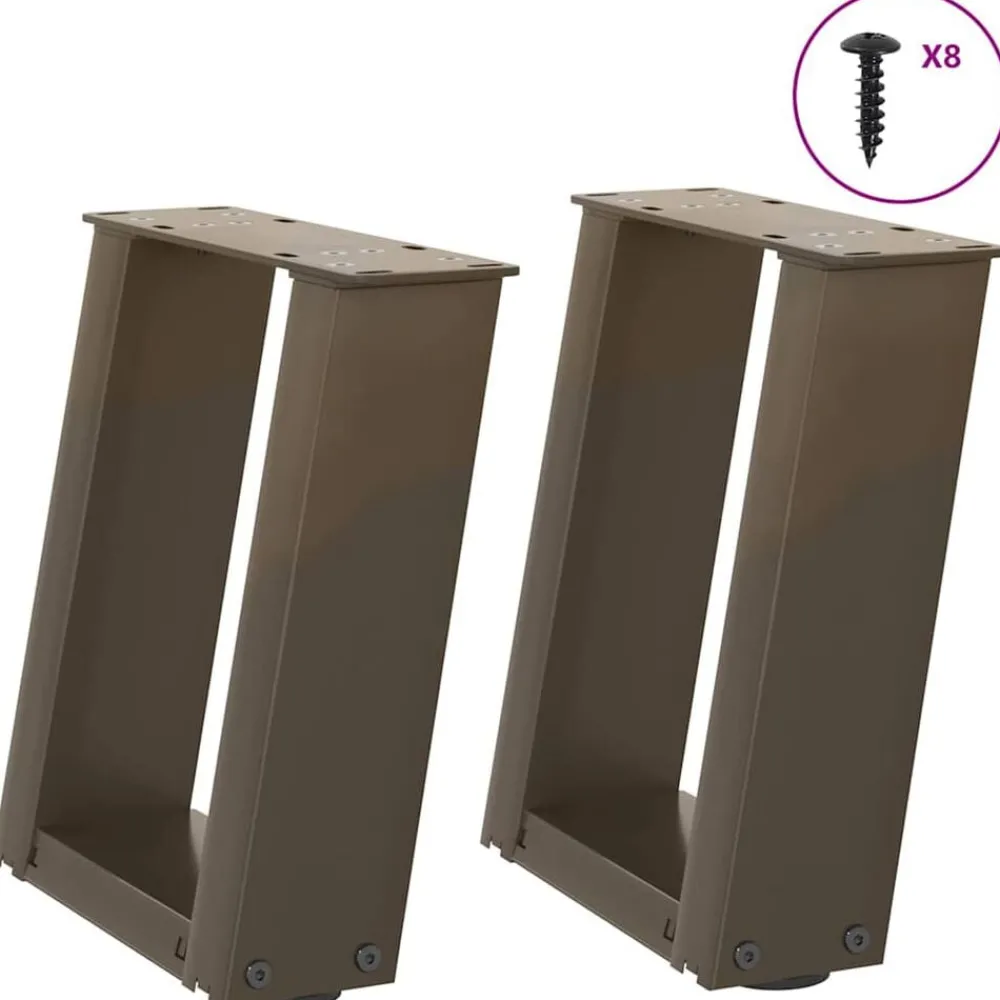 Accessoires Pour Tables-vidaXL Pieds de table basse en U 2 pièces Acier 30 x (30-31) cm Acier Naturel