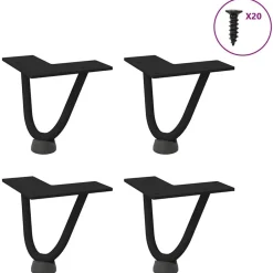 vidaXL Pieds en épingle à cheveux pour table basse 4 pièces 10 cm Acier massif