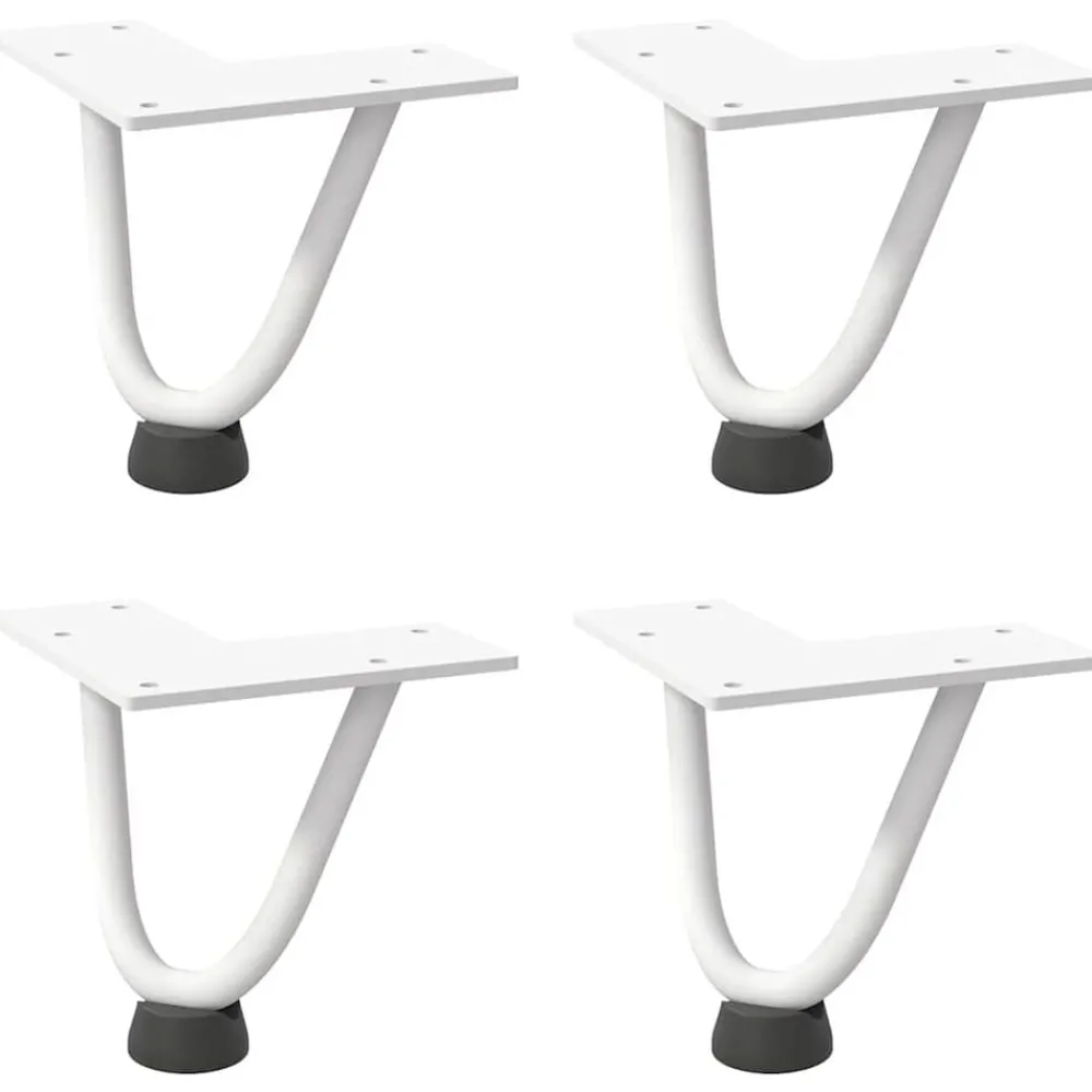 Accessoires Pour Tables-vidaXL Pieds en épingle à cheveux pour table basse 4 pièces 10 cm Acier massif Blanc