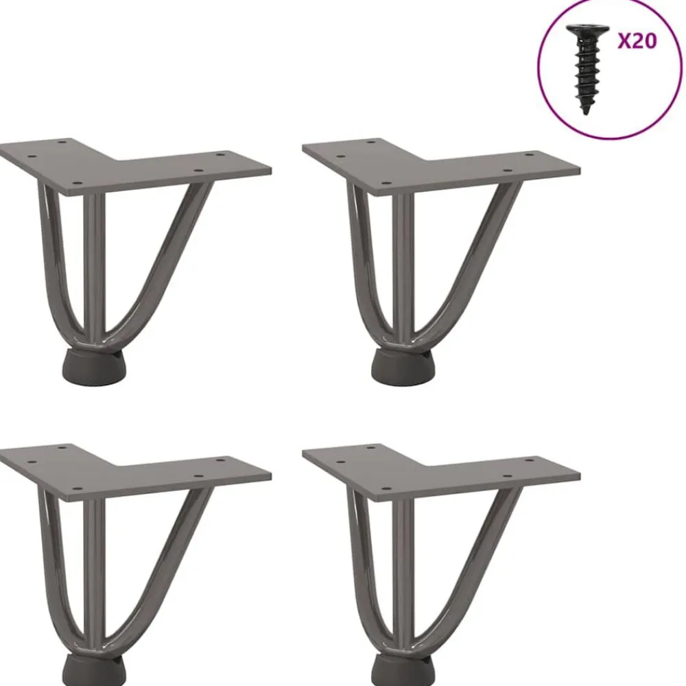 Accessoires Pour Tables-vidaXL Pieds en épingle à cheveux pour table basse 4 pièces Acier 10 cm Acier massif Naturel