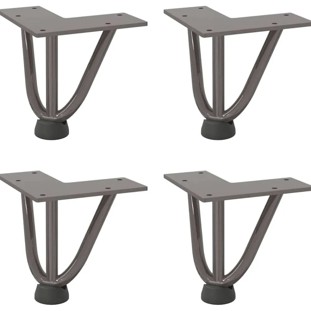Accessoires Pour Tables-vidaXL Pieds en épingle à cheveux pour table basse 4 pièces Acier 10 cm Acier massif Naturel