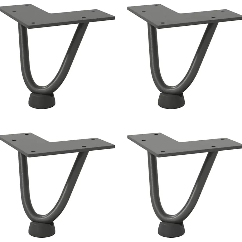 Accessoires Pour Tables-vidaXL Pieds en épingle à cheveux pour table basse 4 pièces 10 cm Acier massif Anthracite