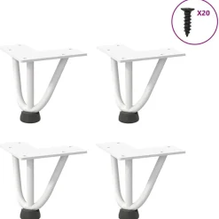 Accessoires Pour Tables-vidaXL Pieds en épingle à cheveux pour table basse 4 pièces 10 cm Acier massif Blanc