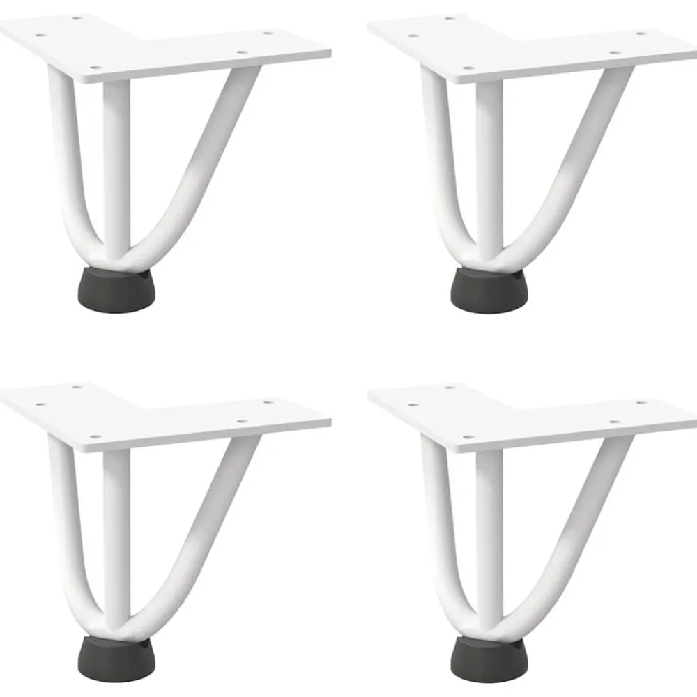 Accessoires Pour Tables-vidaXL Pieds en épingle à cheveux pour table basse 4 pièces 10 cm Acier massif Blanc