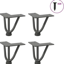 vidaXL Pieds en épingle à cheveux pour table basse 4 pièces 10 cm Acier massif