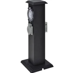 Accessoires Électriques-vidaXL Pilier avec prise de jardin et minuterie Noir