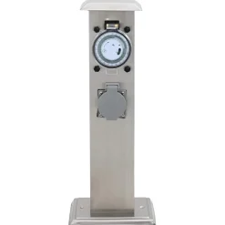 vidaXL Pilier de prise de jardin avec minuterie Acier inoxydable