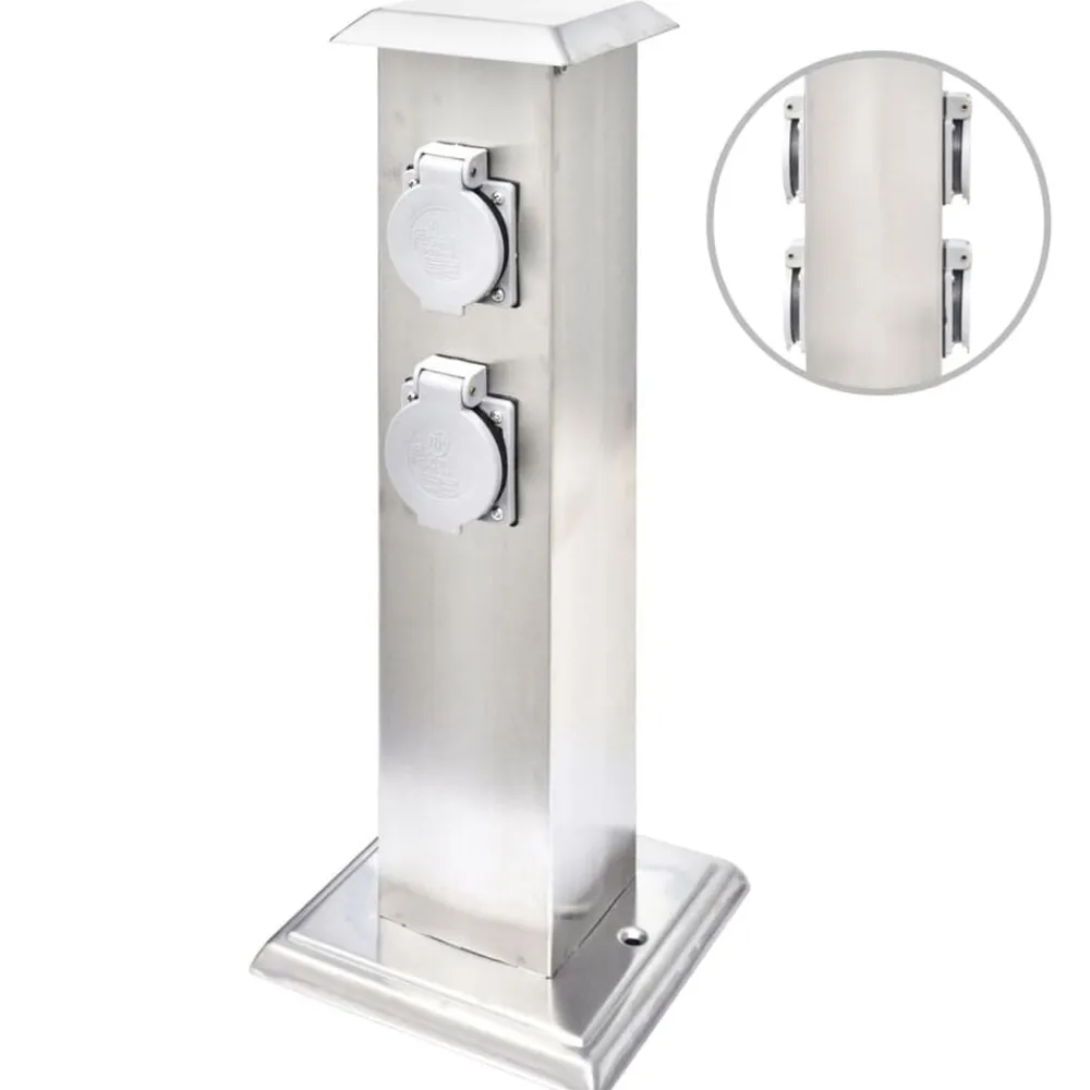 vidaXL Pilier de prise de jardin Acier inoxydable