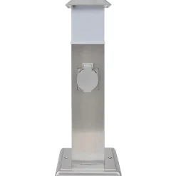 Accessoires Électriques-vidaXL Pilier de prise de jardin avec lampe Acier inoxydable Argent