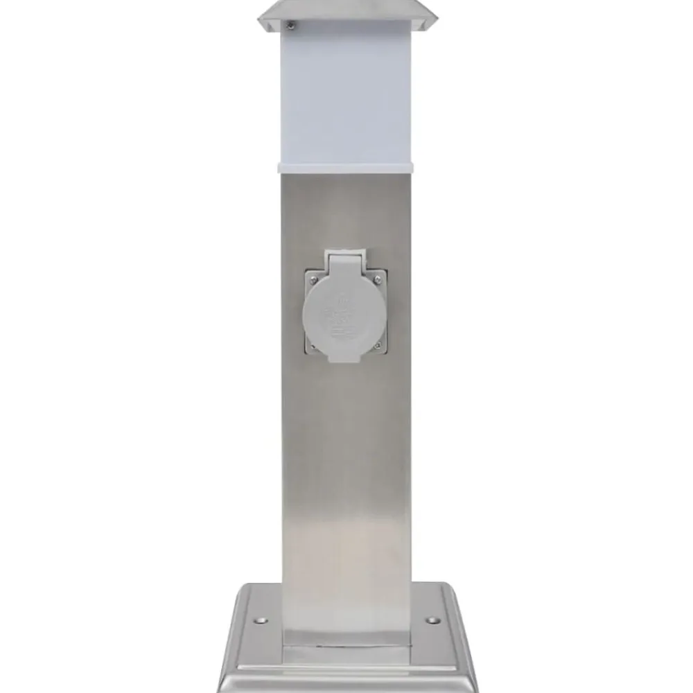Accessoires Électriques-vidaXL Pilier de prise de jardin avec lampe Acier inoxydable Argent
