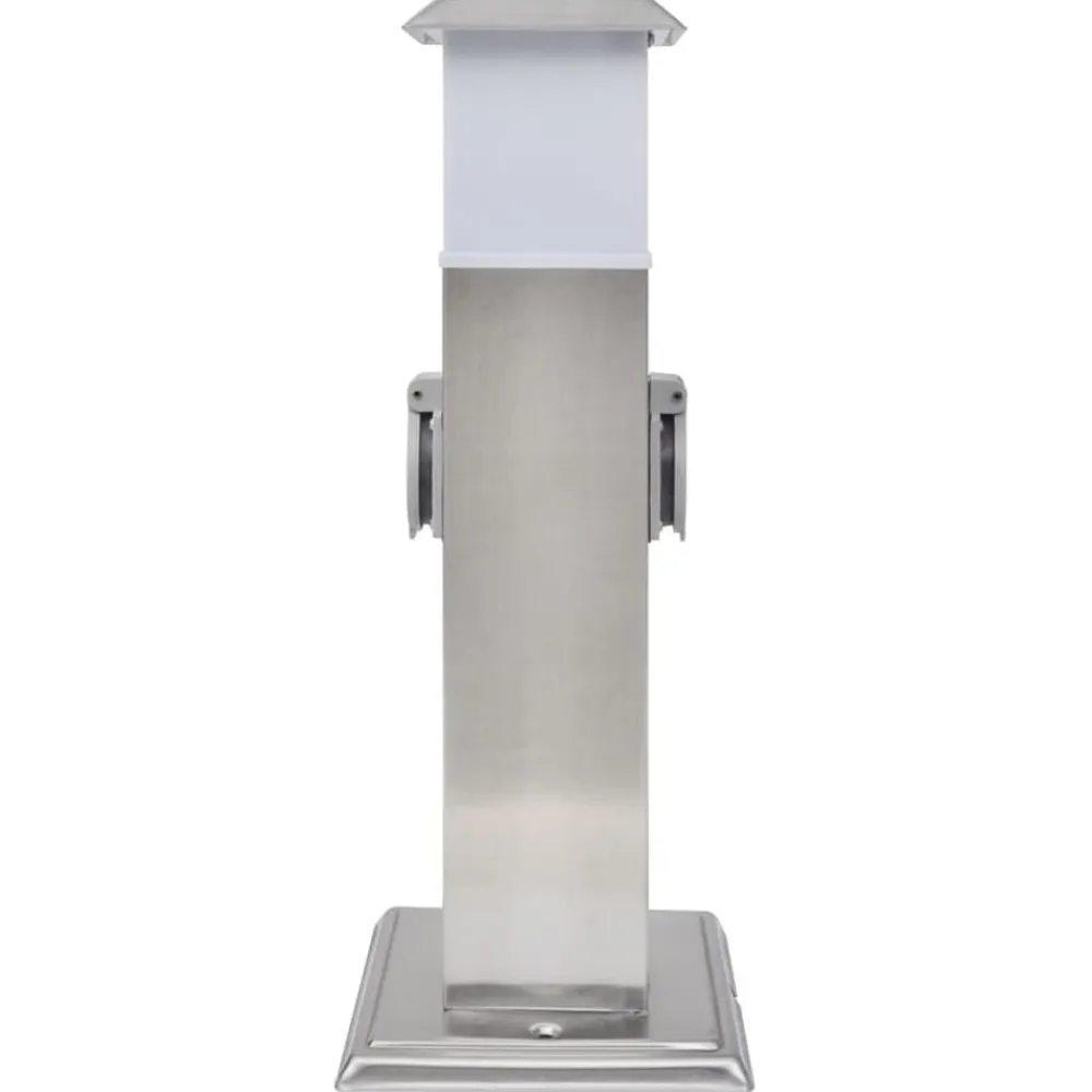 Accessoires Électriques-vidaXL Pilier de prise de jardin avec lampe Acier inoxydable Argent