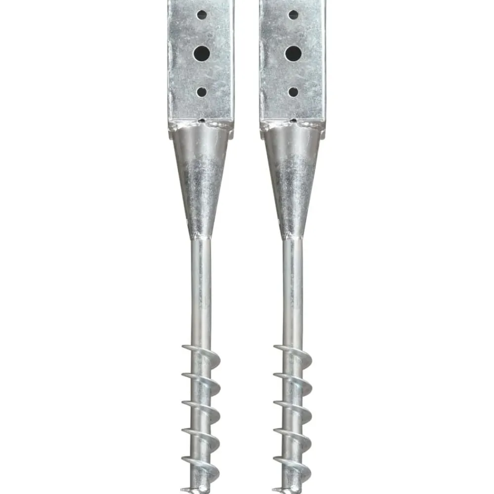vidaXL Piquets au sol 2 pcs Argenté 7x7x56 cm Acier galvanisé