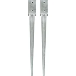 vidaXL Piquets au sol 2 pcs Argenté 7x7x75 cm Acier galvanisé