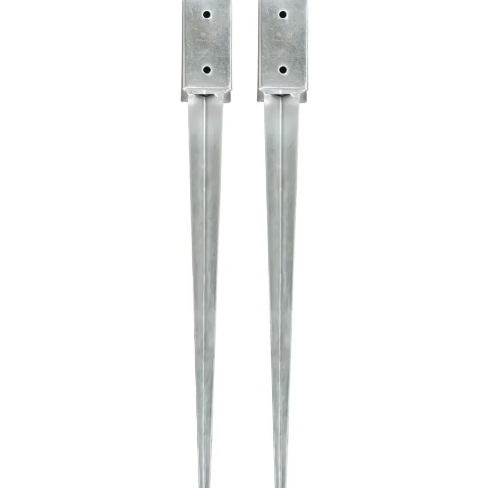vidaXL Piquets au sol 2 pcs Argenté 7x7x75 cm Acier galvanisé
