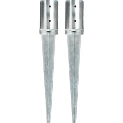Accessoires De Quincaillerie-vidaXL Piquets au sol 2 pcs Argenté 8x61 cm Acier galvanisé