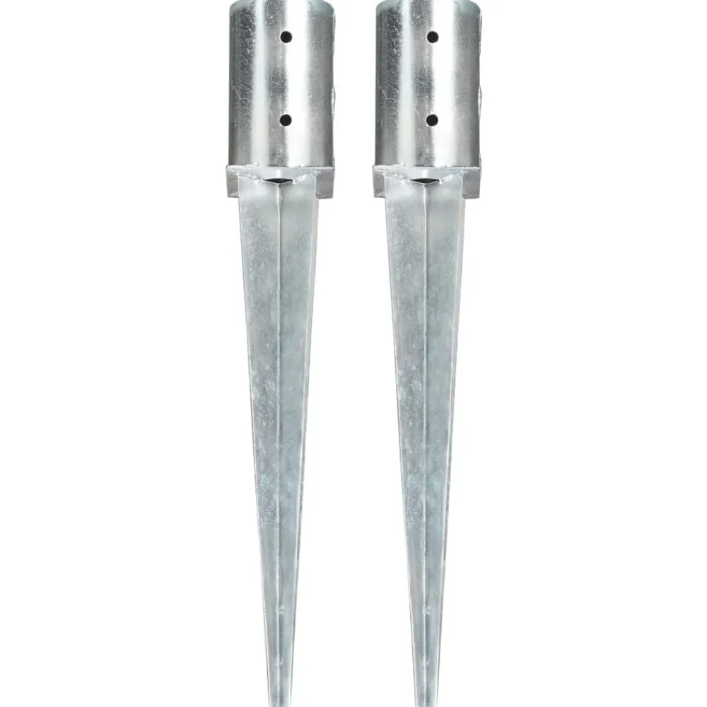 Accessoires De Quincaillerie-vidaXL Piquets au sol 2 pcs Argenté 8x61 cm Acier galvanisé