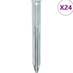 vidaXL Piquets de tente 24 pcs 17 cm Ø20 mm acier galvanisé