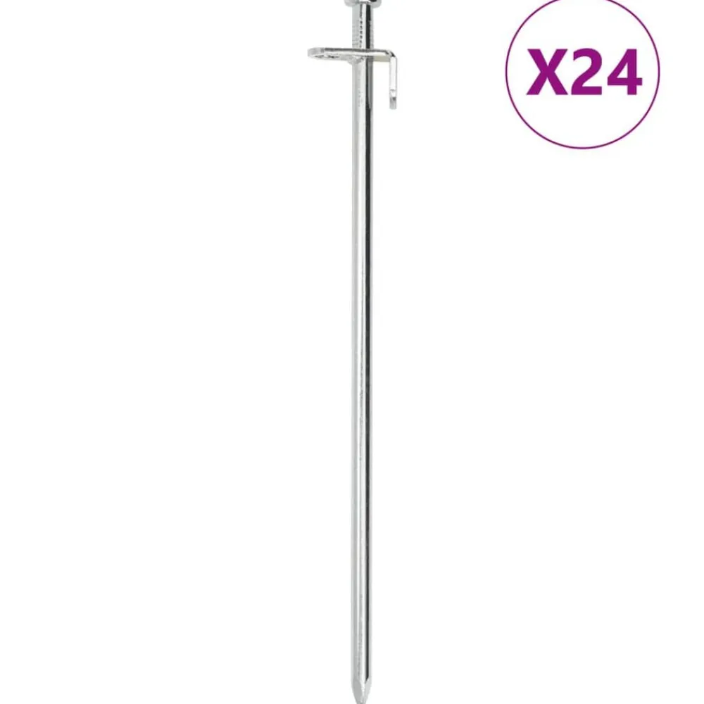 Loisirs De Plein Air-vidaXL Piquets de tente 24 pcs 30 cm 8 mm acier galvanisé
