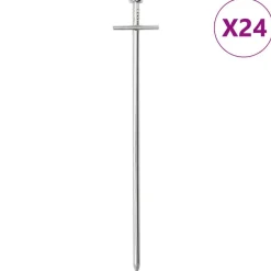 Loisirs De Plein Air-vidaXL Piquets de tente 24 pcs 23 cm Ø6 mm acier galvanisé
