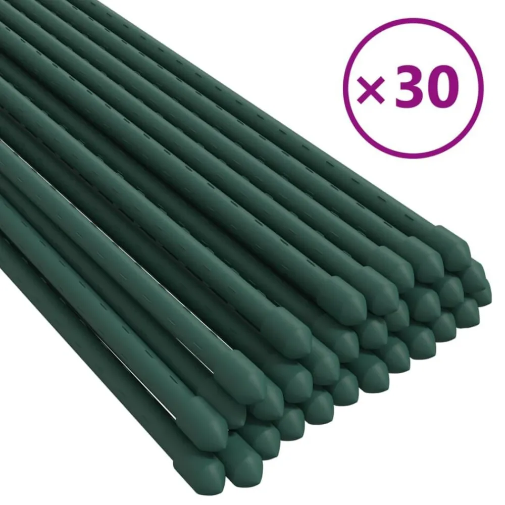 Pelouses & Jardins-vidaXL Piquets pour plantes de jardin 30 pcs vert 60 cm acier