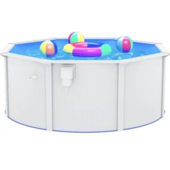 Piscine & Spa-vidaXL Piscine avec parois en acier 300x120 cm Blanc