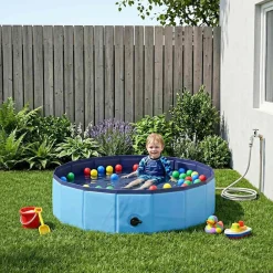 Articles Pour Animaux De Compagnie-vidaXL Piscine de nage pliable pour chien 80 x 80 x 20 cm PVC Bleu