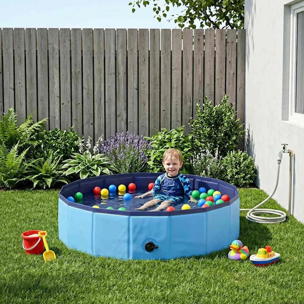 Articles Pour Animaux De Compagnie-vidaXL Piscine de nage pliable pour chien 80 x 80 x 20 cm PVC Bleu