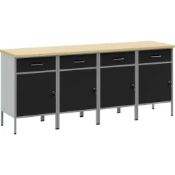 Accessoires De Quincaillerie-vidaXL Placard de travail 4 pcs et gris 200 x 55 x 85 cm Noir