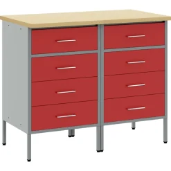 Accessoires De Quincaillerie-vidaXL Placard de travail 2 pcs et Gris 100 x 55 x 85 cm Rouge