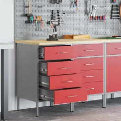 Accessoires De Quincaillerie-vidaXL Placard de travail 2 pcs et Gris 100 x 55 x 85 cm Rouge