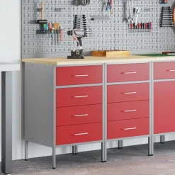 Accessoires De Quincaillerie-vidaXL Placard de travail 2 pcs et Gris 100 x 55 x 85 cm Rouge