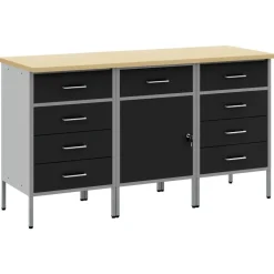 Accessoires De Quincaillerie-vidaXL Placard de travail 3 pcs et gris 150 x 55 x 85 cm Noir