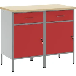 Accessoires De Quincaillerie-vidaXL Placard de travail 2 pcs et Gris 100 x 55 x 85 cm Rouge