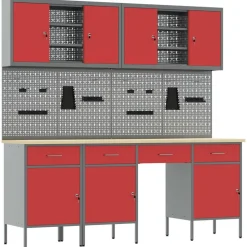 vidaXL Placard de travail 10 pcs Bois d'ingénierie et acier