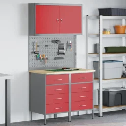 vidaXL Placard de travail 5 pcs Bois d'ingénierie et acier