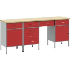 Accessoires De Quincaillerie-vidaXL Placard de travail 4 pcs Bois d'ingénierie et acier Rouge