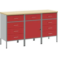 Accessoires De Quincaillerie-vidaXL Placard de travail 3 pcs et Gris 150 x 55 x 85 cm Rouge