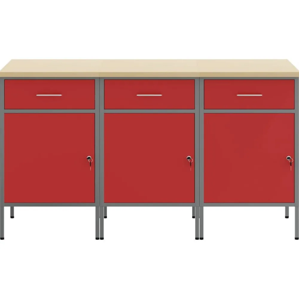 vidaXL Placard de travail 3 pcs et Gris 150 x 55 x 85 cm