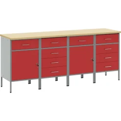 Accessoires De Quincaillerie-vidaXL Placard de travail 4 pcs et Gris 200 x 55 x 85 cm Rouge