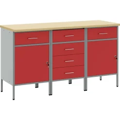Accessoires De Quincaillerie-vidaXL Placard de travail 3 pcs et Gris 150 x 55 x 85 cm Rouge