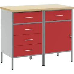Accessoires De Quincaillerie-vidaXL Placard de travail 2 pcs et Gris 100 x 55 x 85 cm Rouge