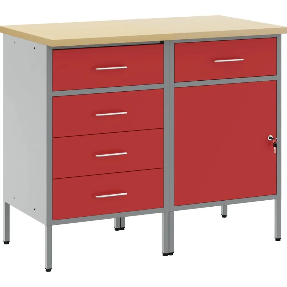 Accessoires De Quincaillerie-vidaXL Placard de travail 2 pcs et Gris 100 x 55 x 85 cm Rouge