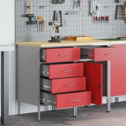 Accessoires De Quincaillerie-vidaXL Placard de travail 2 pcs et Gris 100 x 55 x 85 cm Rouge