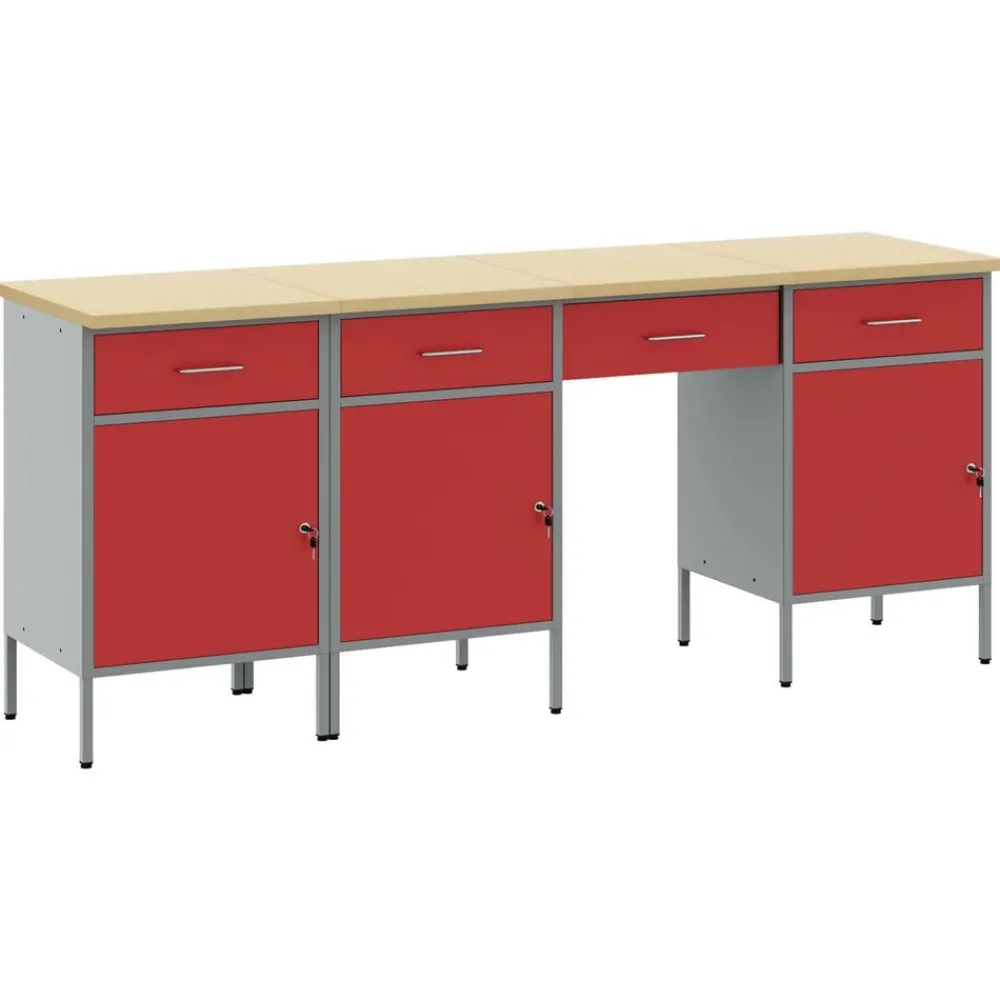 vidaXL Placard de travail 4 pcs Bois d'ingénierie et acier